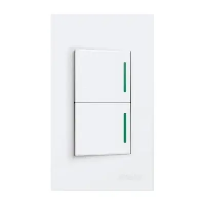 Royu Wide Series 2 Gang Switch with Reflector Set 10A White