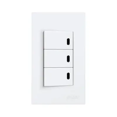 Royu Wide Series 3 Gang Switch with LED Set 10A White