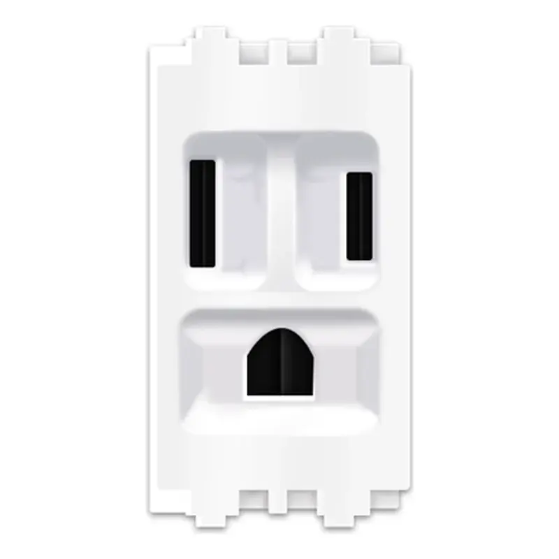 Royu Wide Series Flat Pin Outlet with Ground 15A White