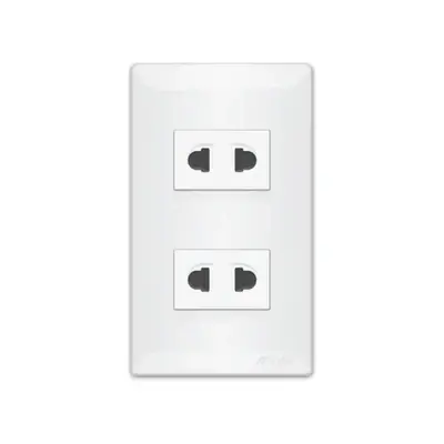 Royu Super Wide 2 Gang Universal Outlet Set 15A White