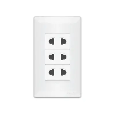 Royu Super Wide 3 Gang Universal Outlet Set 15A White