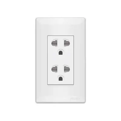 Royu Super Wide Duplex Universal Outlet with Ground & Shutter 15A White