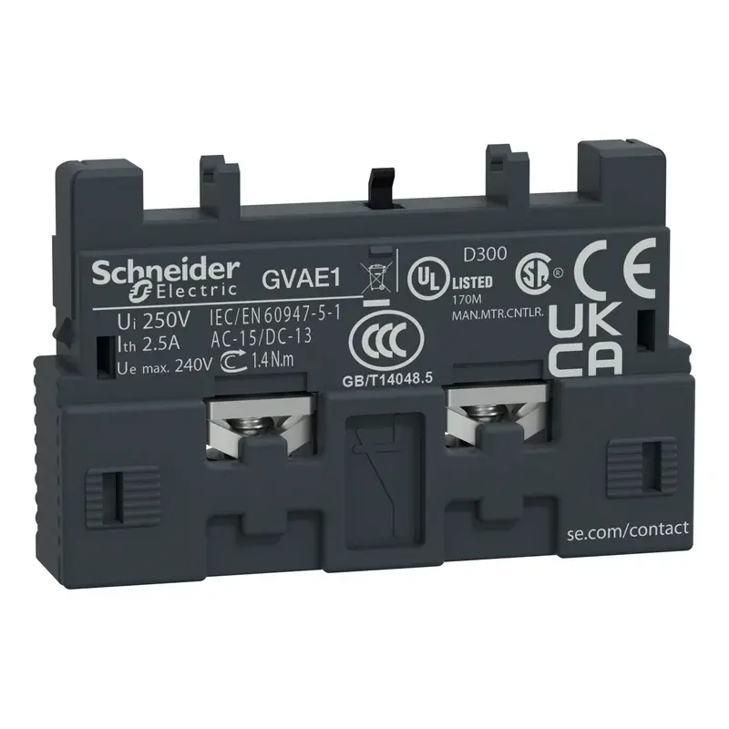 Schneider Electric TeSys GV2/GV3 GVAE1 Auxiliary Contact NO or NC Front/Top Mount