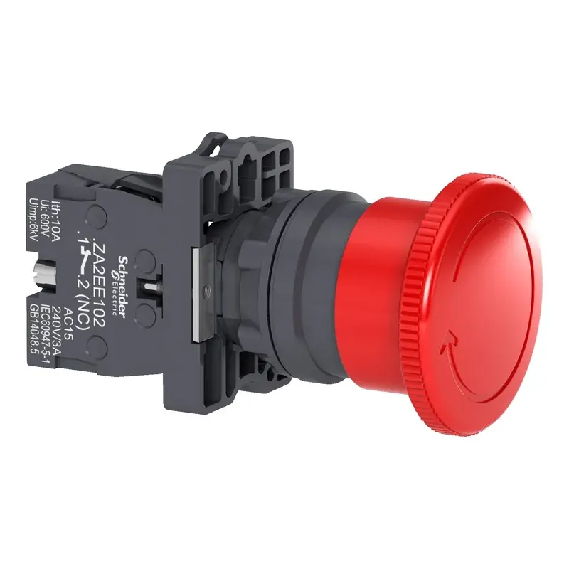 Schneider Electric XA2 Plastic Emergency Stop 40mm Turn to Release 1NC