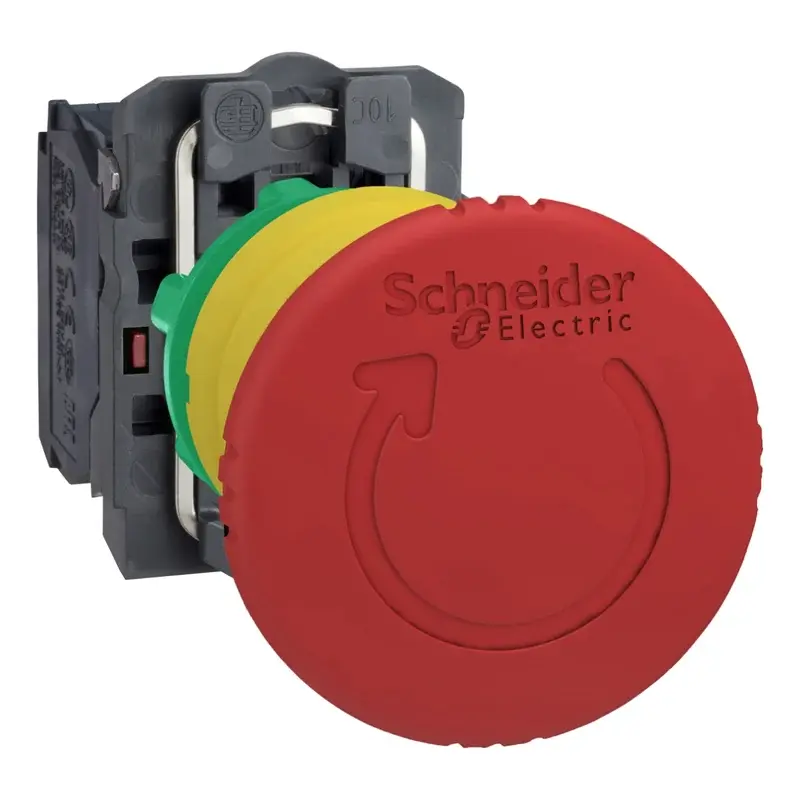 Schneider Electric Harmony XB5 Plastic Emergency Stop 40mm Turn to Release 1NO+1NC