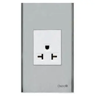 Omni Wide Series Aircon Tandem Outlet in Stainless Plate 20A