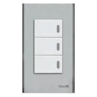 Omni Wide Series 3pcs 1-Way Illuminated Switch in Stainless Plate 16A