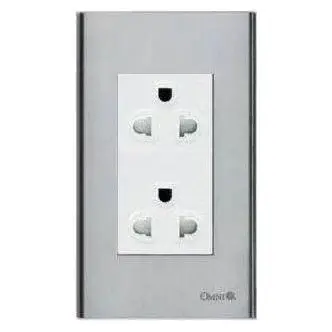 Omni Wide Series Duplex Universal Outlet with Ground in Stainless Plate 16A
