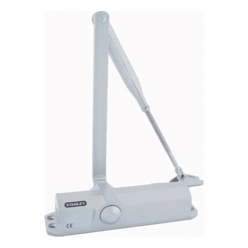 Stanley Door Closer with Hold Open Arm CE Certified and Fire Tested 100kg Silver w/ 500,000 Cycles