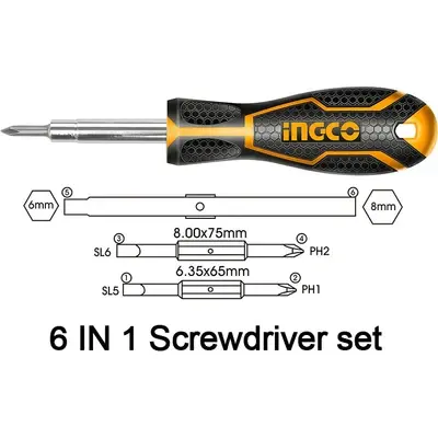 Ingco AKISD0608 6in1 Screwdriver Set