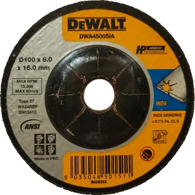 Dewalt DWA4500SIA Grinding Disc 4" For Stainless Steel