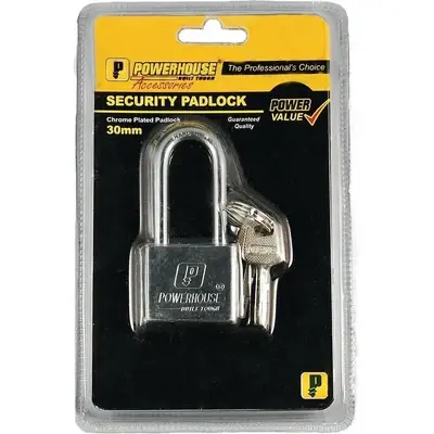 Powerhouse Top Security Padlock Long Shackle 30mm