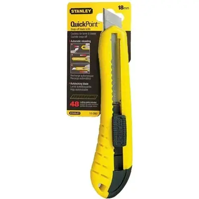 Stanley 10-380 Quick Point Snap Off Cutter Knife 18mm (Auto Reload)