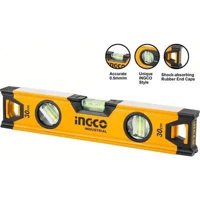 Ingco Spirit Level Bar (Non-Magnetic) [Industrial] HSL08030 (30cm)