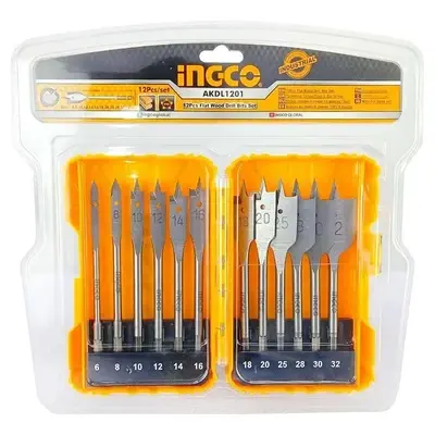 Ingco AKDL1201 12pcs Flat Wood Drill Bits Set