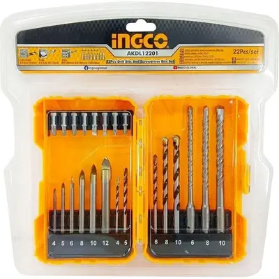 Ingco AKDL12201 22pcs Drill Bit and Screwdriver Bit Set