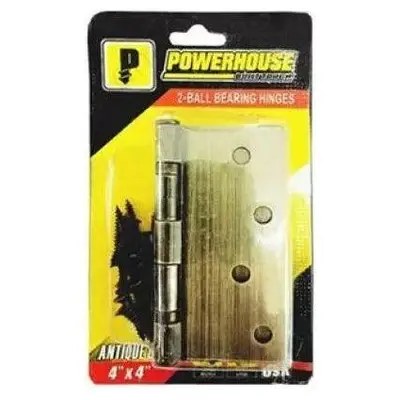Powerhouse 2-Ball Bearing Hinges Antique Brass Finish (US5) 4" x 4"