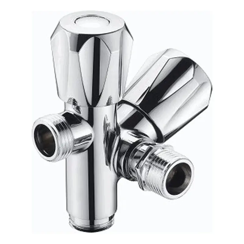 Waterhouse Chrome Alloy 3 Way Angle Valve w/ 2 Knobs 1/2"x1/2"x3/8"x1/2" Adaptor