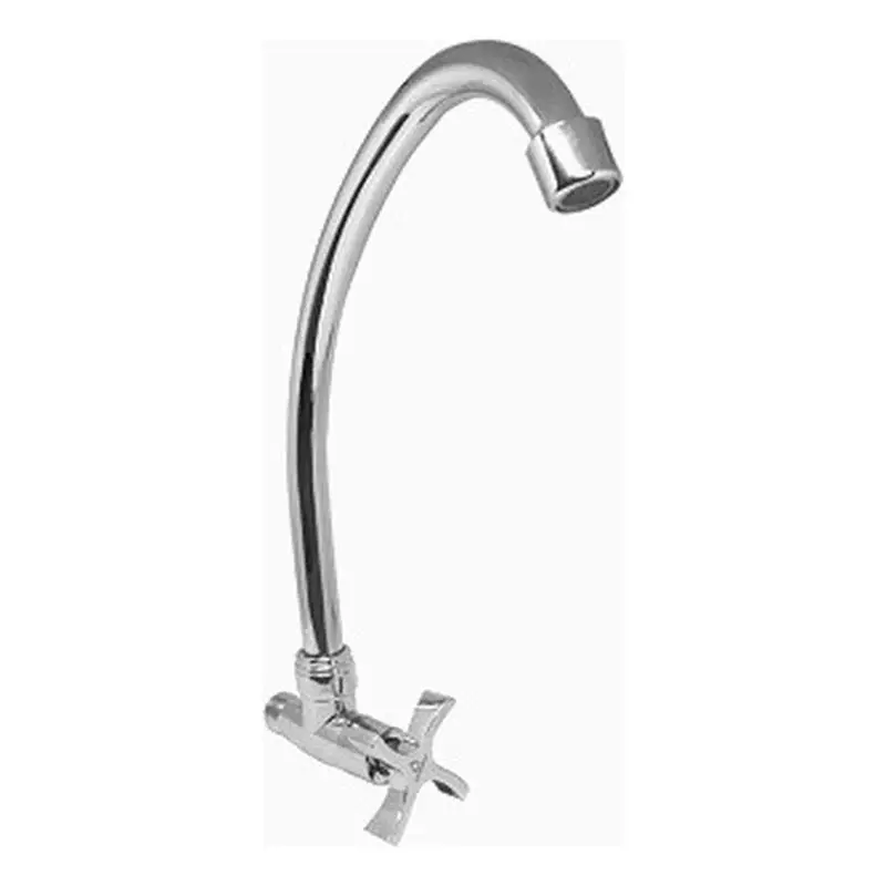 Waterhouse Chrome Alloy Wall Mounted Gooseneck Faucet Cross Handle 16"