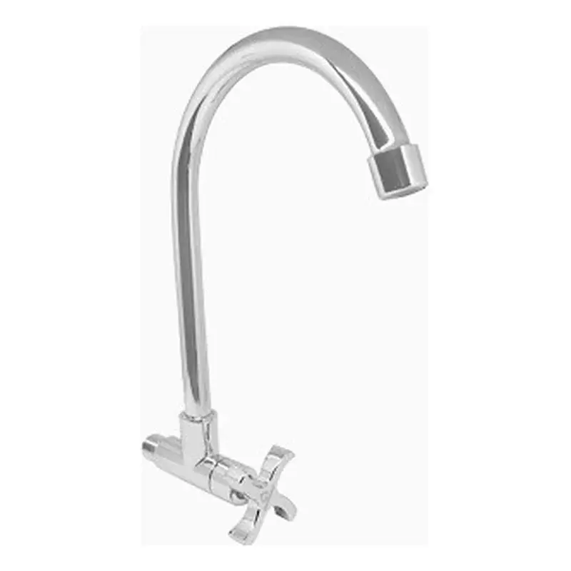 Waterhouse Chrome Alloy Wall Mounted Gooseneck Faucet Long Cross Handle 19"