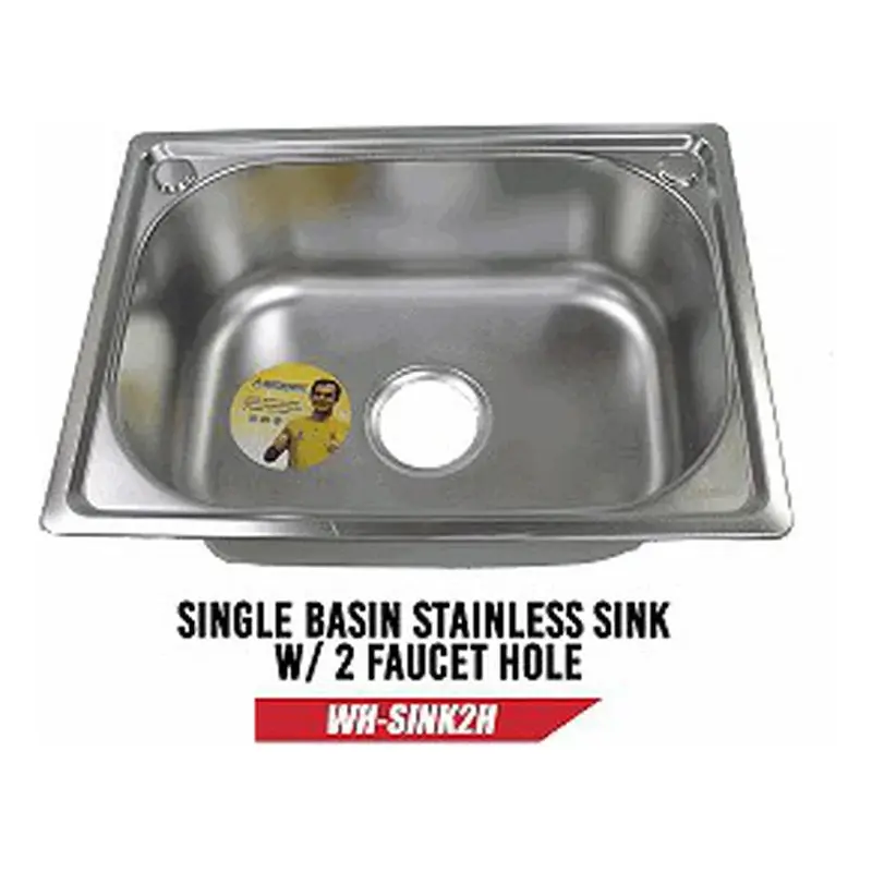 Waterhouse Single Basin Stainless Sink w/ 2 Faucet Hole 520x380