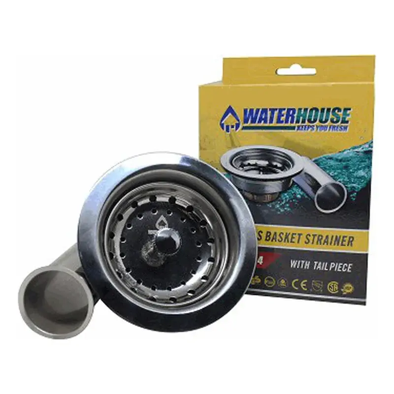 Waterhouse Stainless Basket Strainer w/ Tailpiece (Polished Surface) 4" x 6"