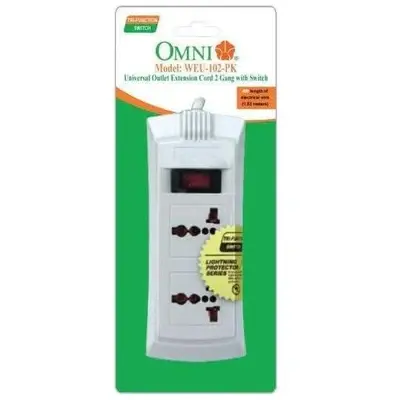 Omni Universal Outlet Extension Cord with Switch 2-Gang