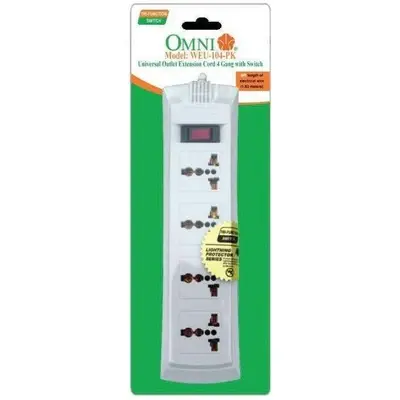 Omni Universal Outlet Extension Cord with Switch 4-Gang