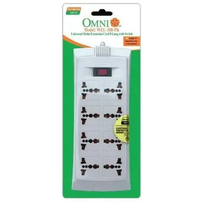 Omni Universal Outlet Extension Cord with Switch 8-Gang