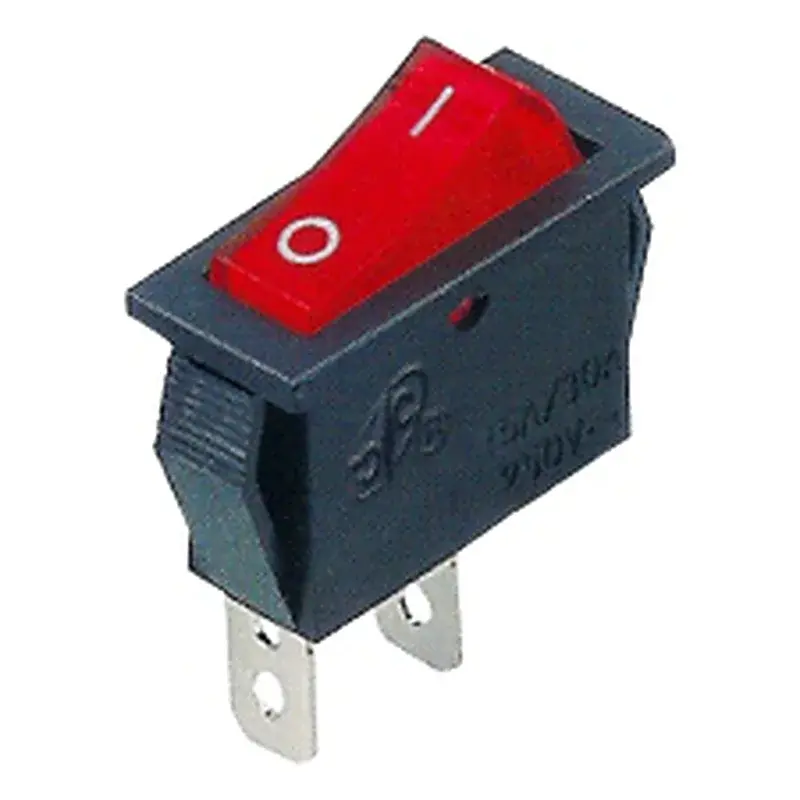 Wixim Rocker Switch with Light KCD2-101N 2Pin AC250V 16A 30.5x13.5mm