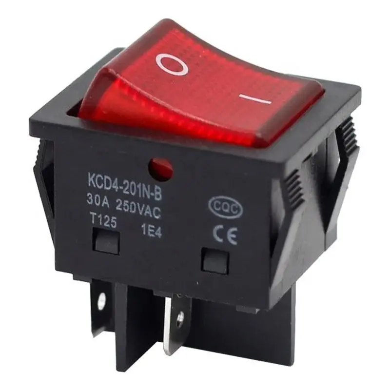 Wixim Rocker Switch with Light KCD4-201N 4Pin AC250V 16A 31x25mm