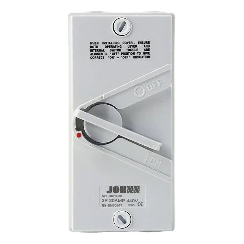 Wixim Weather Protected Isolating Switch UKF2-20A 2-Pole 20A IP65
