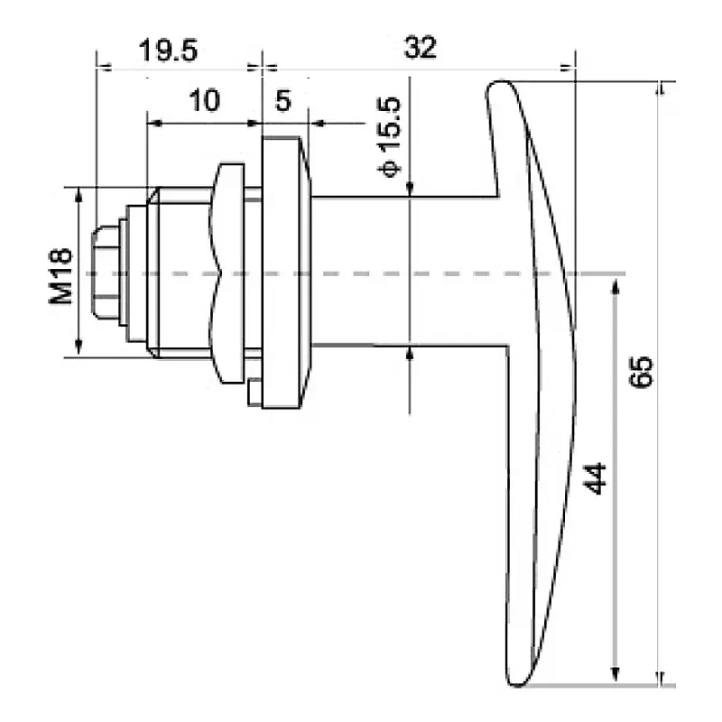 Wixim Handle Lock MS-309-1 18x65mm