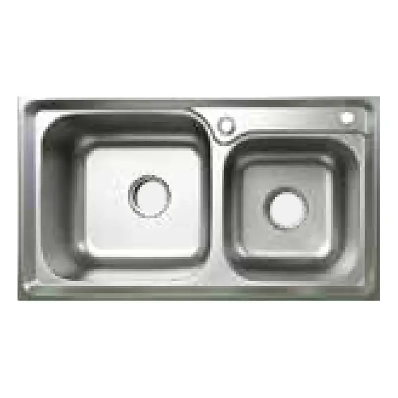 Xpert Kitchen Sink Double Bowl with Overflow, Strainer and P-Trap 32.3" x 17.7" x 8.7" 304 Stainless Steel