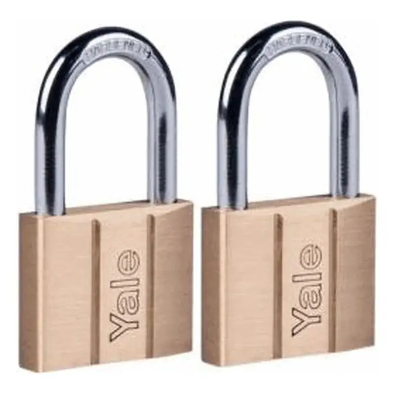 Yale Brass Padlock Long Shackle 2 pcs Key Alike V-140 50mm LS90 KAx2