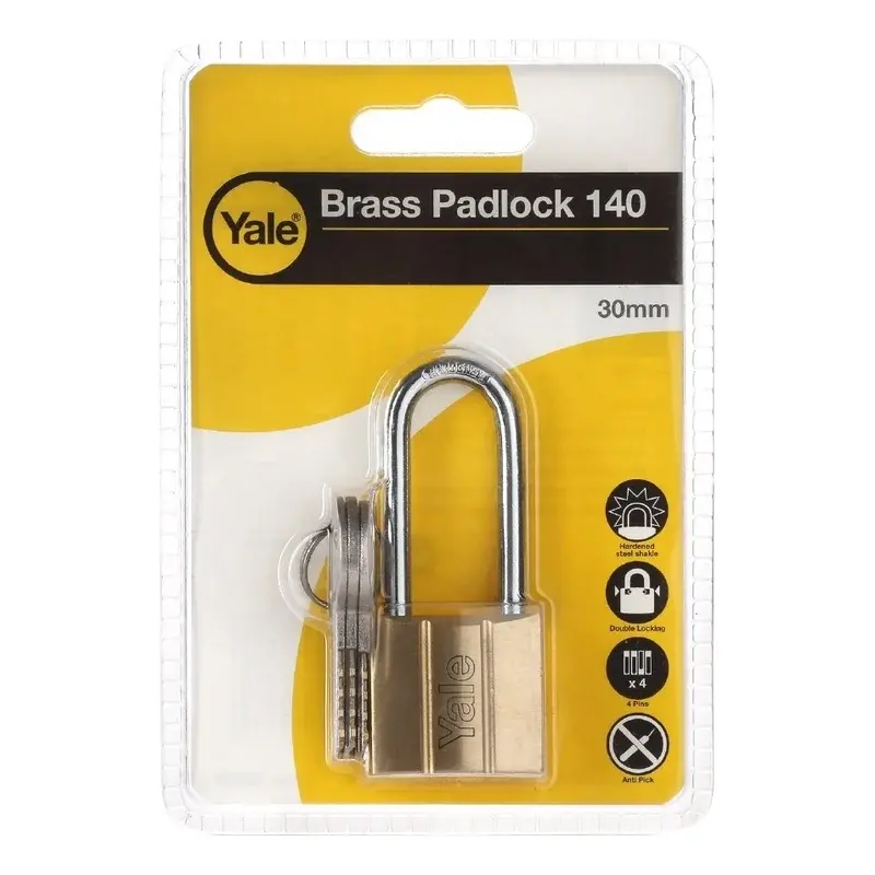 Yale Brass Padlock Long Shackle V-140 40mm LS60